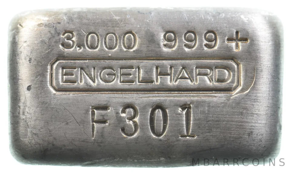 3 Oz Silver Bar Engelhard Low Serial Number *4201