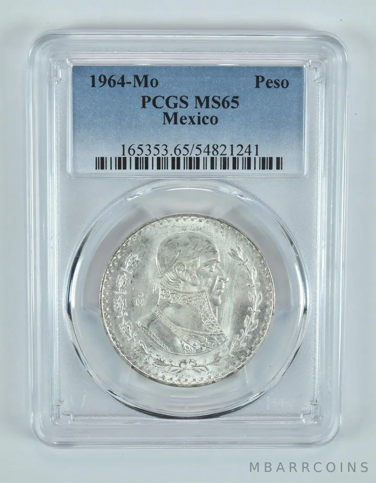 1964 Mo Mexico 1 Peso MS65 PCGS Blue Label