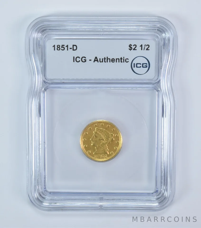 1851-D $2.50 Liberty Head Gold Quarter Eagle Authentic ICG *6013