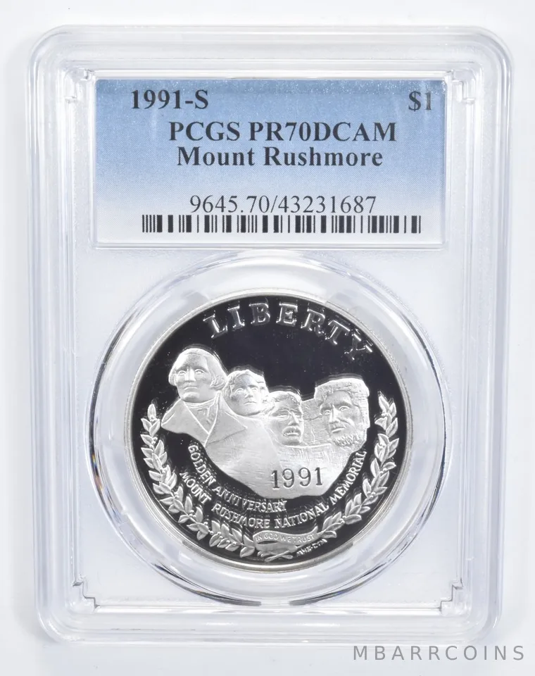 1991-S Mount Rushmore Commemorative Silver Dollar PR70 DCAM PCGS