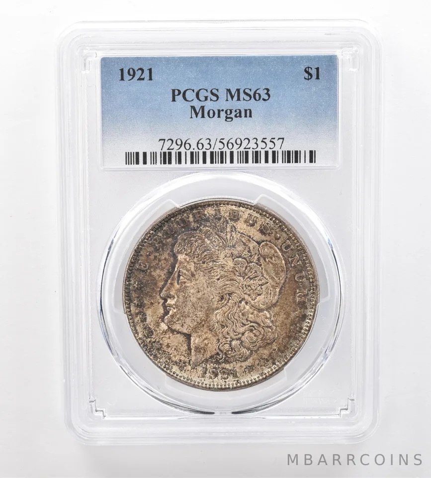 1921 Morgan Silver Dollar MS63 PCGS Beautiful Tone *7442