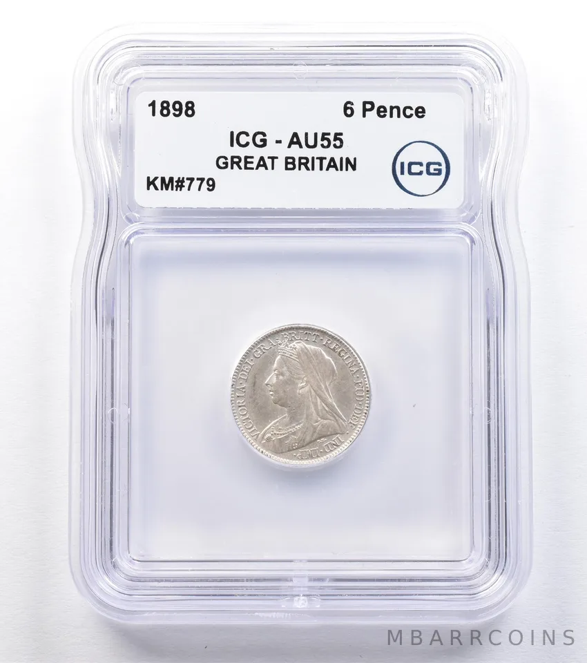 1898 Great Britain 6 Pence KM#779 AU55 ICG *1807
