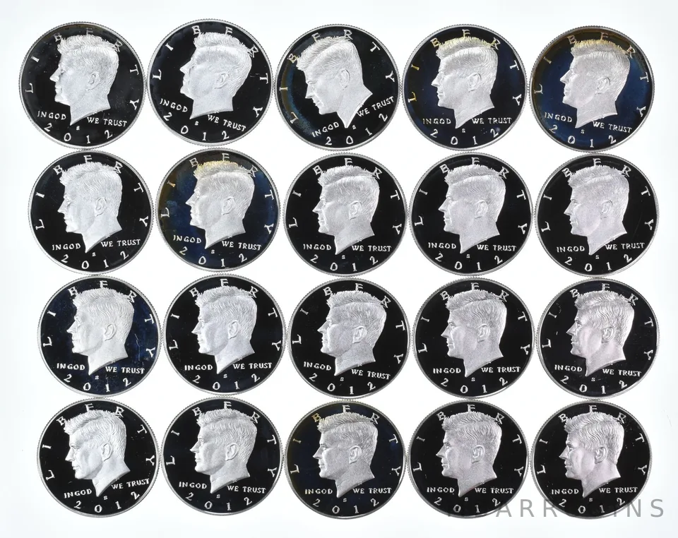 Lot (20) 2012-S Kennedy Half Dollar Proof 90% Silver $10 Face Value