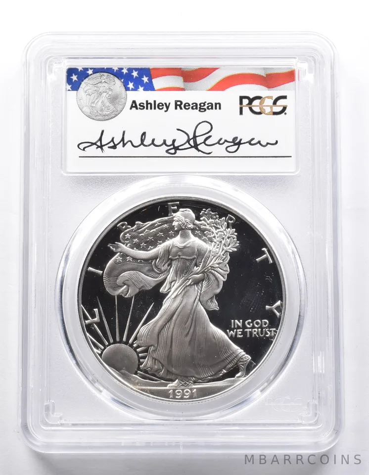 PR69 DCAM 1991-S American Silver Eagle Legacy Ashley Reagan Signed PCGS *6443