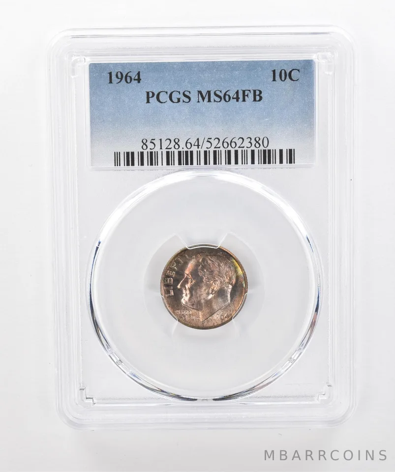 1964 Roosevelt Dime MS64 FB PCGS Beautiful Tone *1321