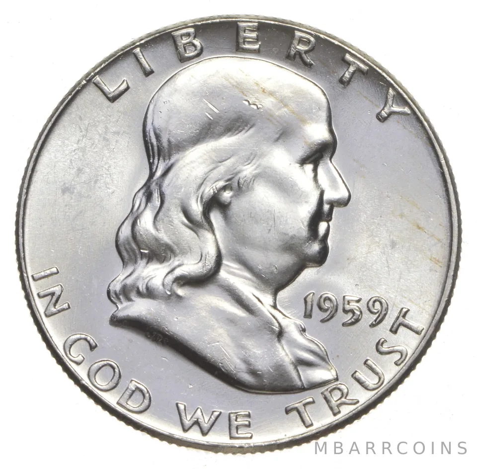 Choice Unc 1959-P Franklin Half Dollar Gem BU From Original Roll