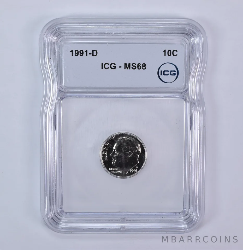 1991-D Roosevelt Dime MS68 ICG