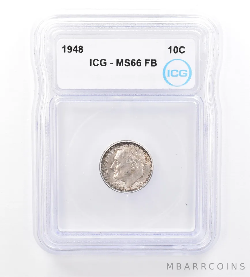 1948 Roosevelt Dime MS66 FB ICG Beautiful Tone *1694