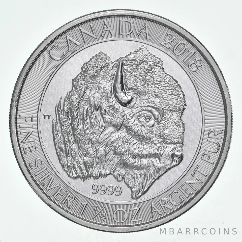Random Date Canada 8 Dollars Silver Bison 1 1/4 Oz 1.25 Oz Silver