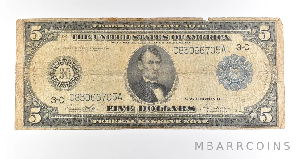 1914 $5 Philadelphia PA FRN Large Note Blue Seal *2739