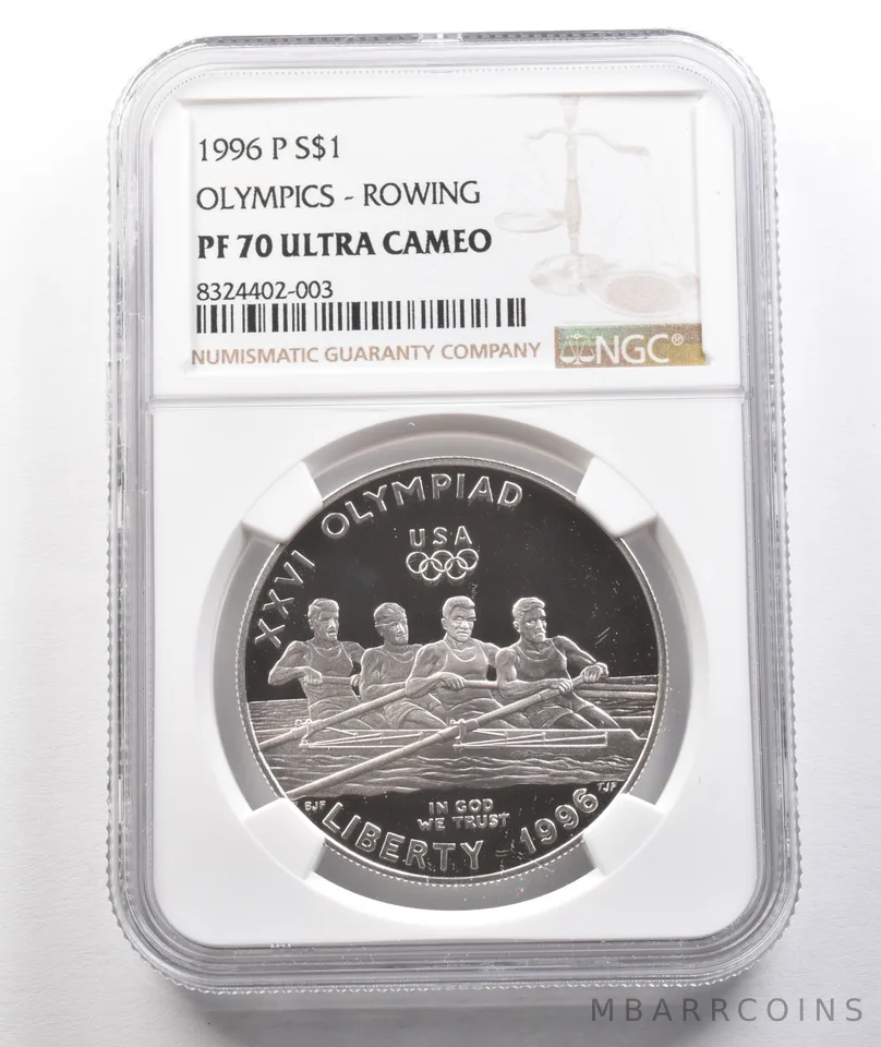 1996-P Olympic Rowing Commemorative Silver Dollar PF70 UCAM NGC a1576
