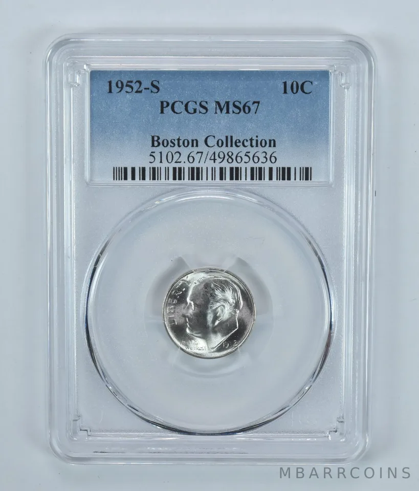 1952-S Roosevelt Dime Boston Collection MS67 PCGS