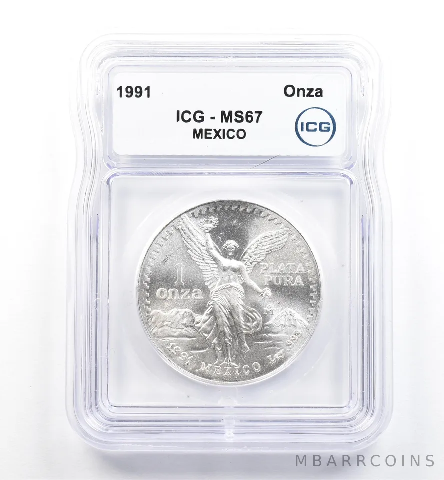 1991 Mo Mexico 1 Onza Silver Libertad MS67 ICG *0132
