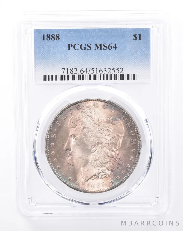 1888 Morgan Silver Dollar MS64 PCGS Beautiful Tone *9410