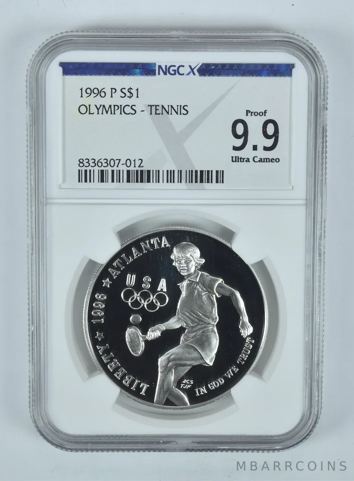 1996-P Olympic Tennis Commemorative Silver Dollar Proof 9.9 UCAM NGC X NGCX