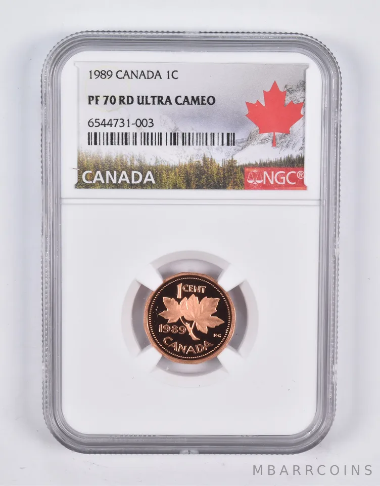 PF70 RD UCAM 1989 Canada 1 Cent NGC a2238