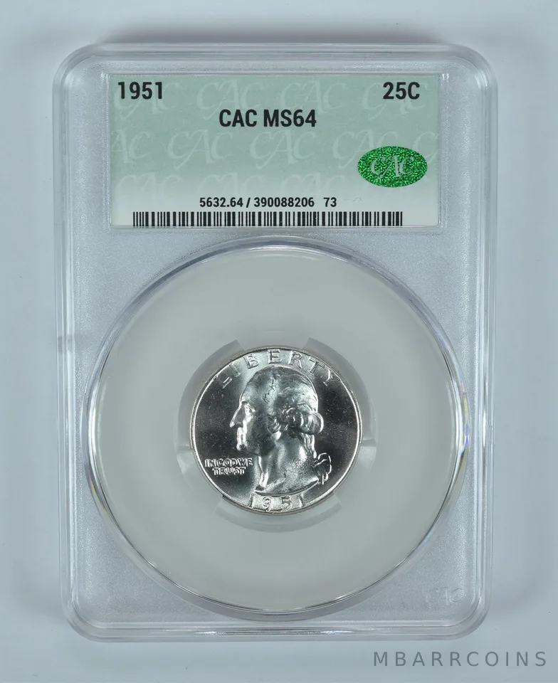 1951 Washington Quarter MS64 CAC CACg