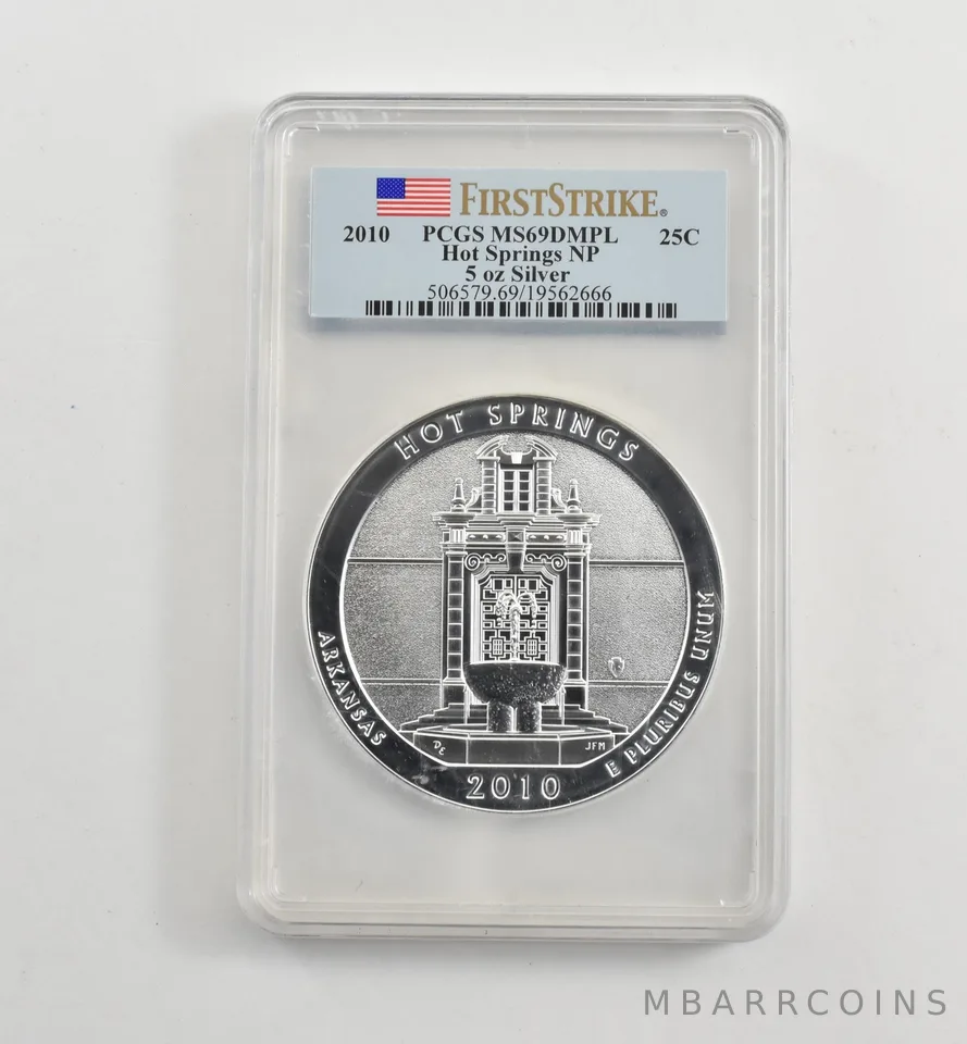 2010 5 Oz Silver Quarter America The Beautiful Hot Springs MS69 DMPL PCGS *1753