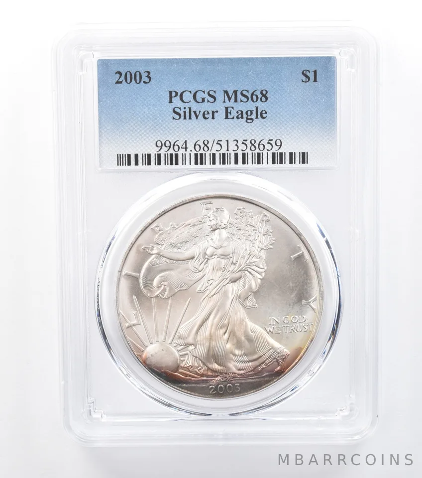 2003 American Silver Eagle MS68 PCGS Peripheral Tone *7771