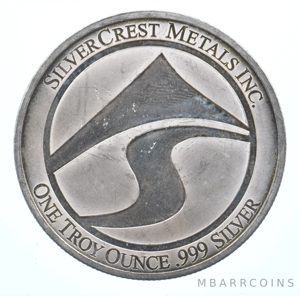 VINTAGE Art Bar/Round Silvercrest Metals Inc. 1 Oz. .999 Silver 1 T Oz *861