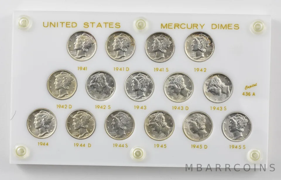 Lot Of (15) 1941-1945 P/D/S Mercury Dimes *7572