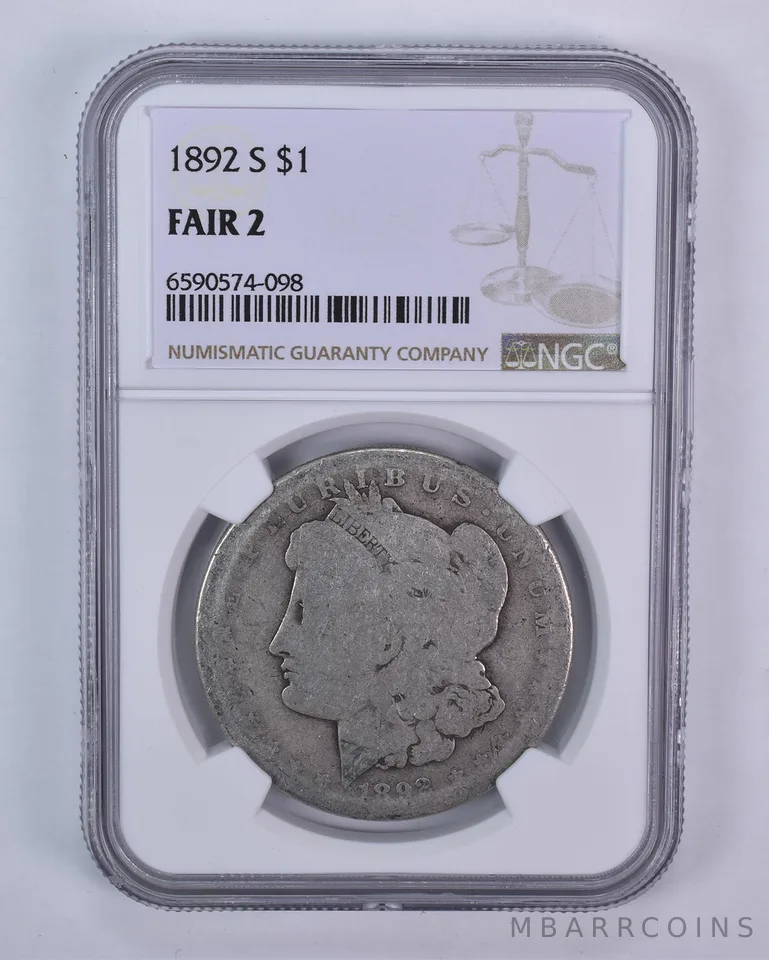 1892-S Morgan Silver Dollar Fair 2 NGC Lowball