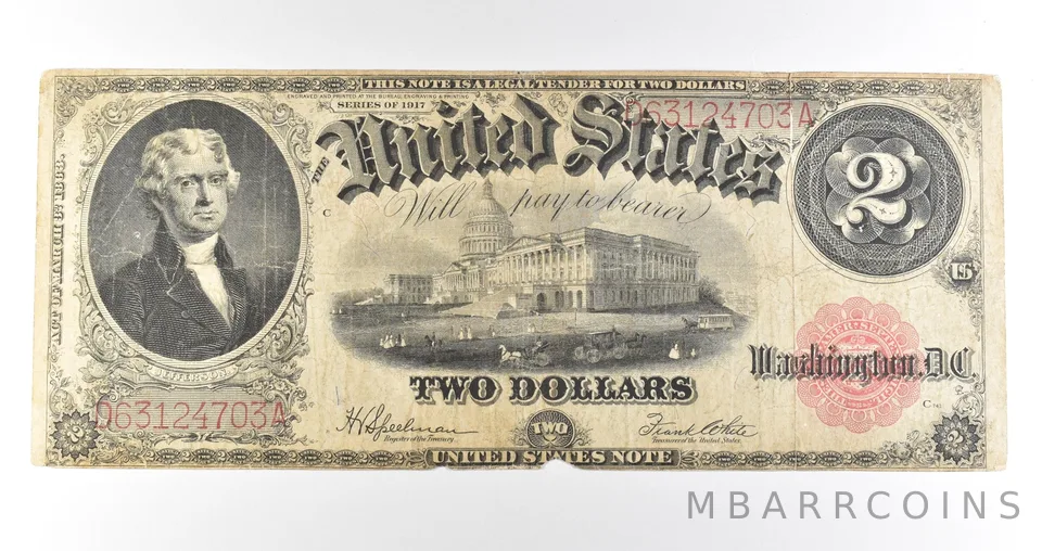 1917 $2 Legal Tender Red Seal Large Note Fr#60 *4683