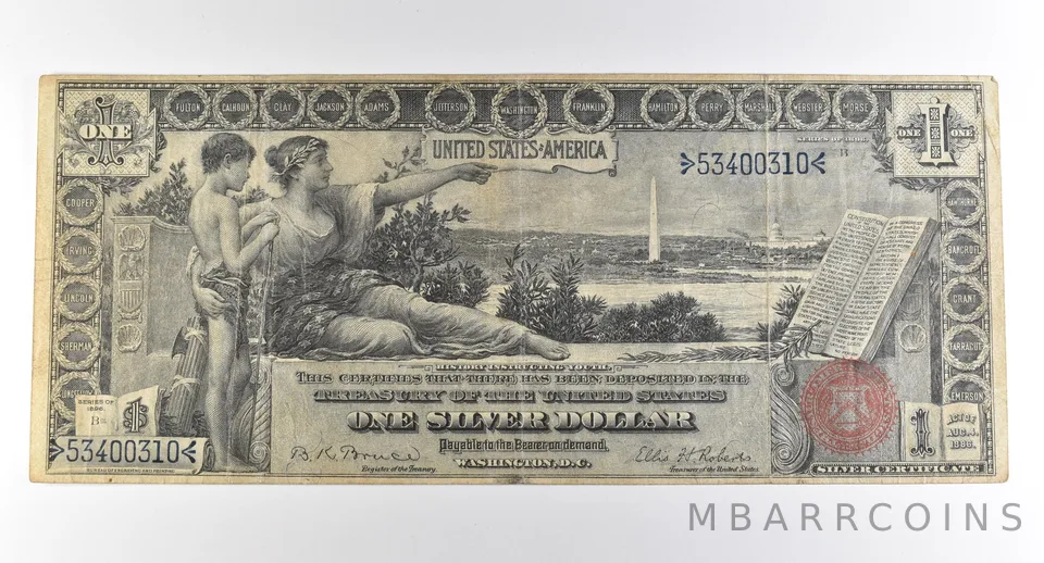1896 B $1 Silver Certificate Large Note Red Seal *3747