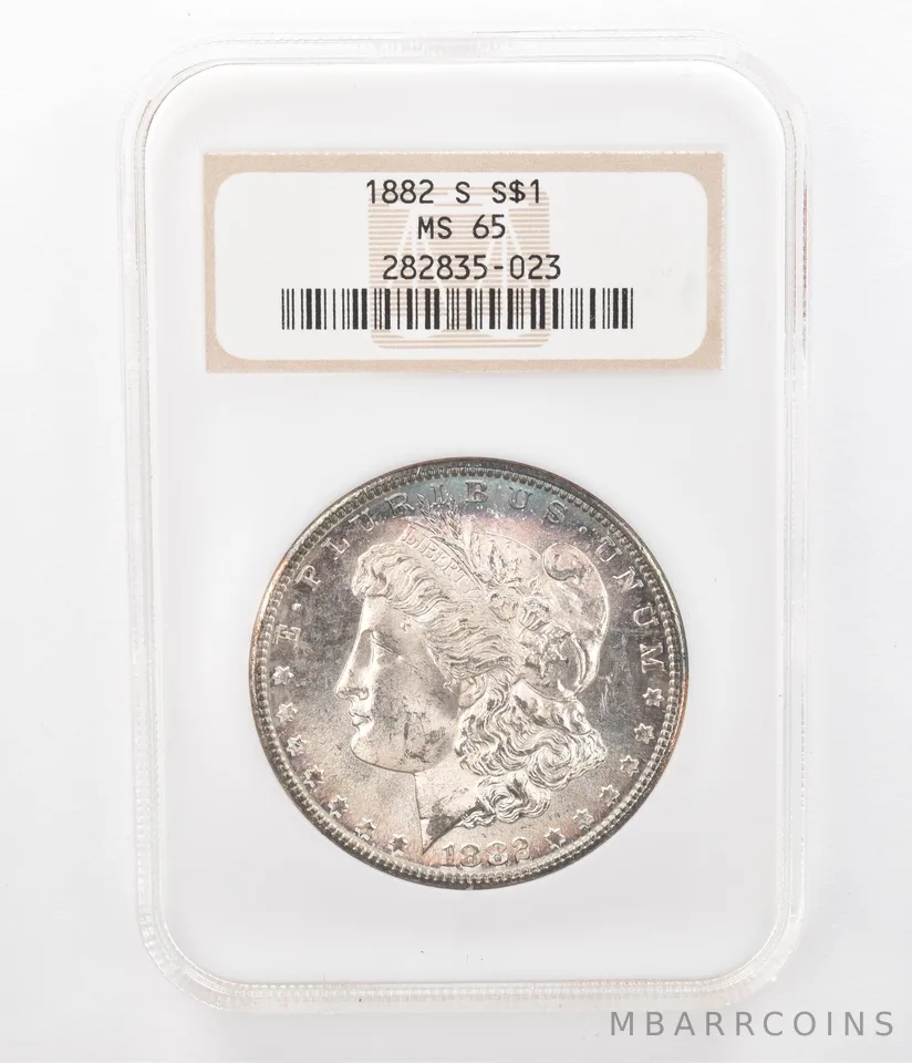 1882-S Morgan Silver Dollar MS65 NGC Peripheral Tone *7972