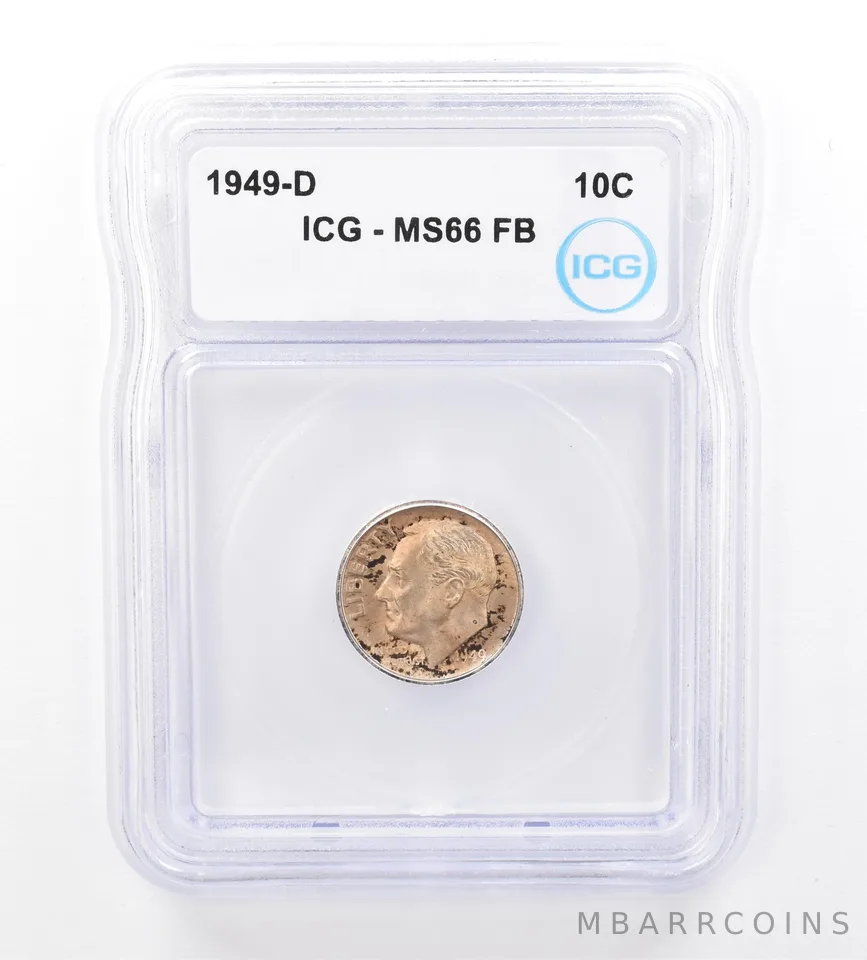 1949-D Roosevelt DIme MS66 FB ICG Beautiful Tone *1685