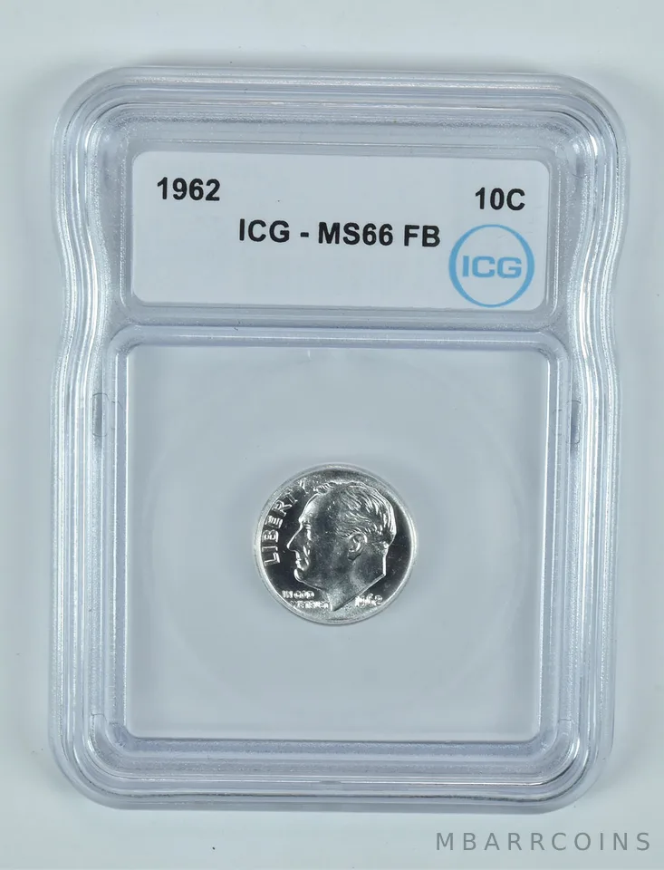 1962 Roosevelt Dime MS66 FB ICG