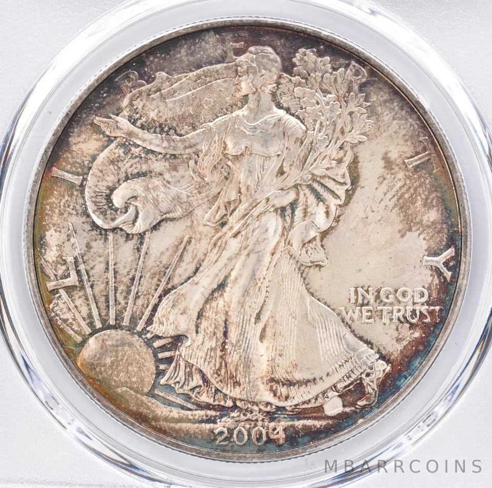 2004 American Silver Eagle MS65 PCGS Beautiful Tone *1445