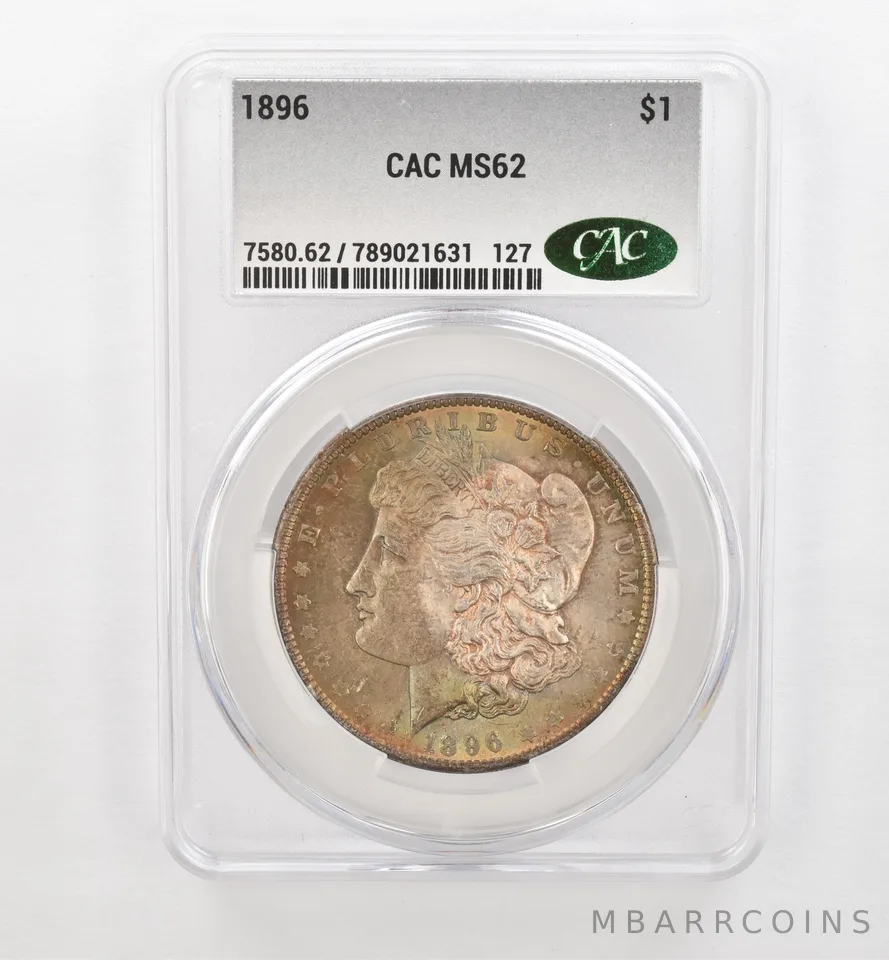 1896 Morgan Silver Dollar MS62 CAC CACg Beautiful Tone a0483