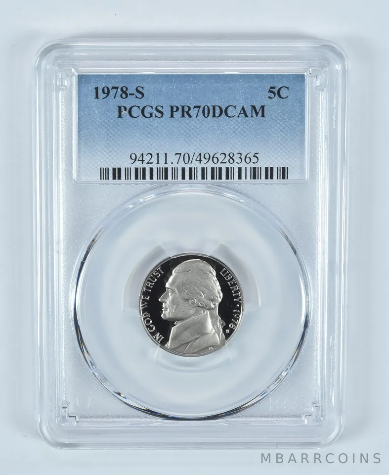 1978-S Jefferson Nickel PR70 DCAM PCGS Blue Label