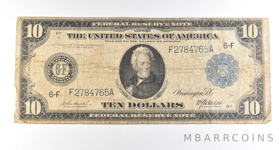 1914 $10 Atlanta GA FRN Large Note Blue Seal *2794