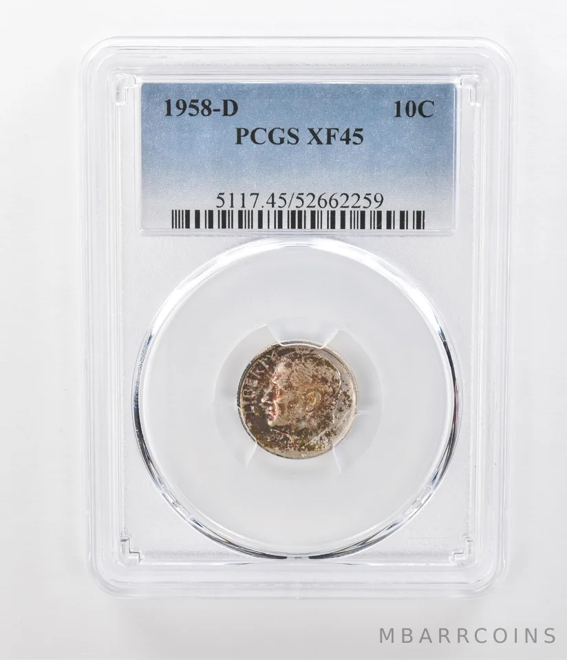 1958-D Roosevelt Dime XF45 PCGS Beautiful Tone a1038