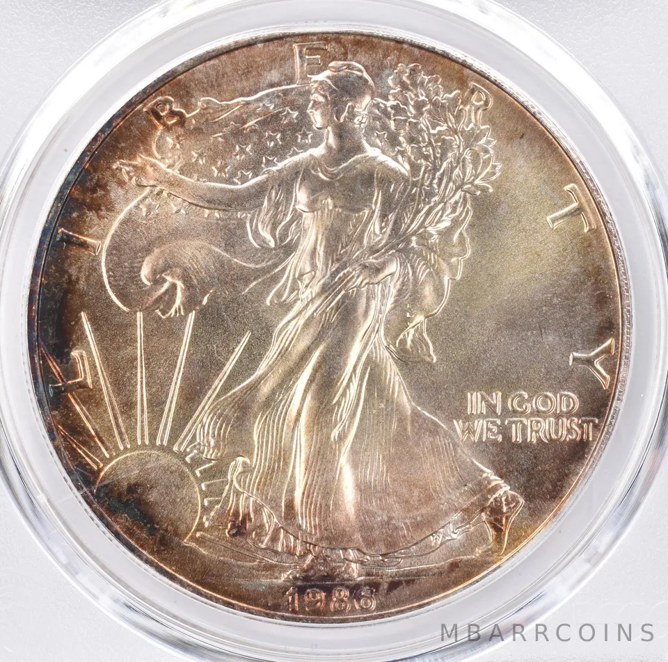 1986 American Silver Eagle MS67 PCGS Beautiful Tone *1366