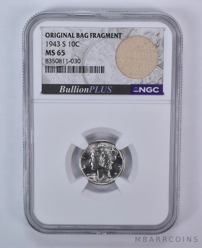1943-S Mercury Dime Original Bag Fragment MS65 NGC