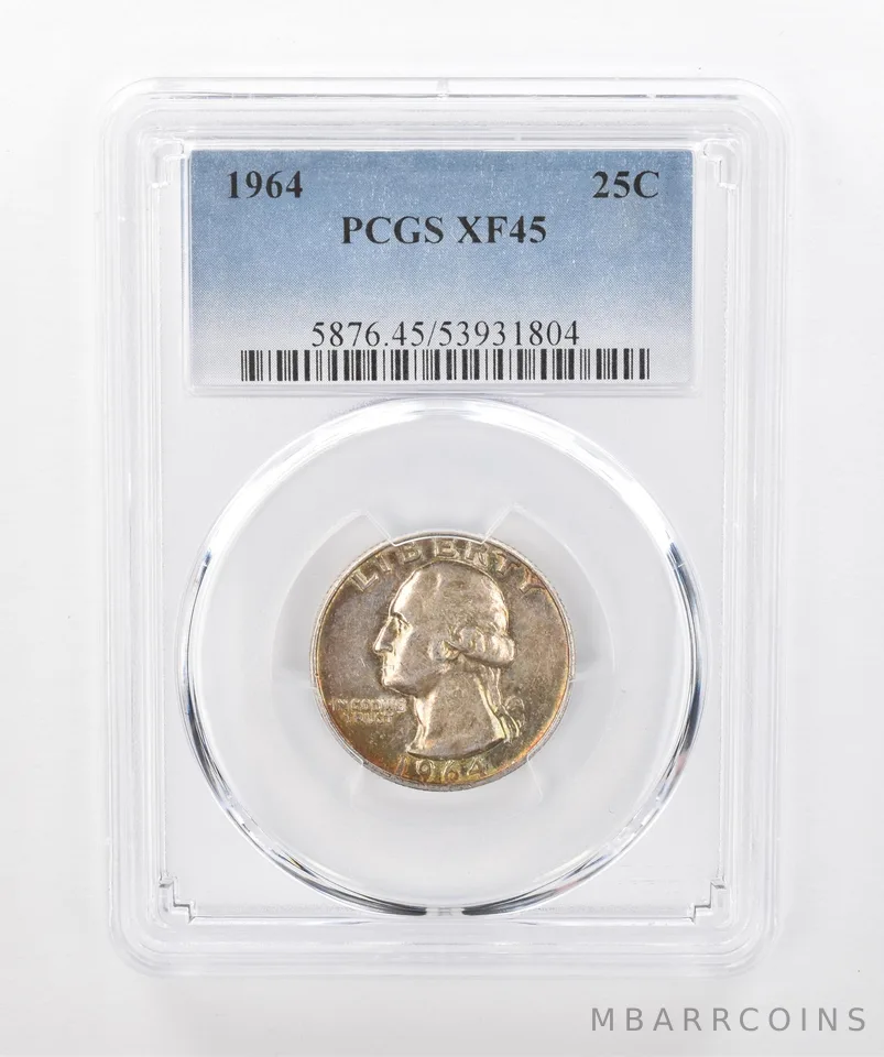 1964 Washington Quarter XF45 PCGS Beautiful Tone *1441