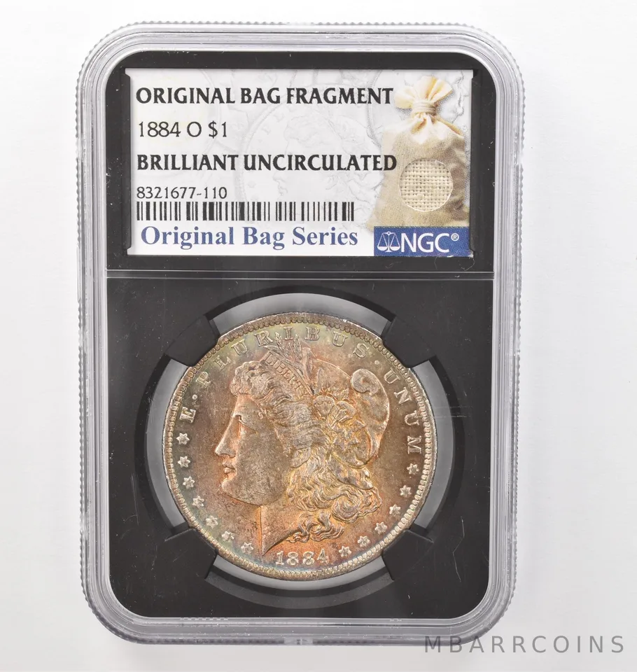 1884-O Morgan Silver Dollar Original Bag Fragment BU NGC Beautiful Tone *2469