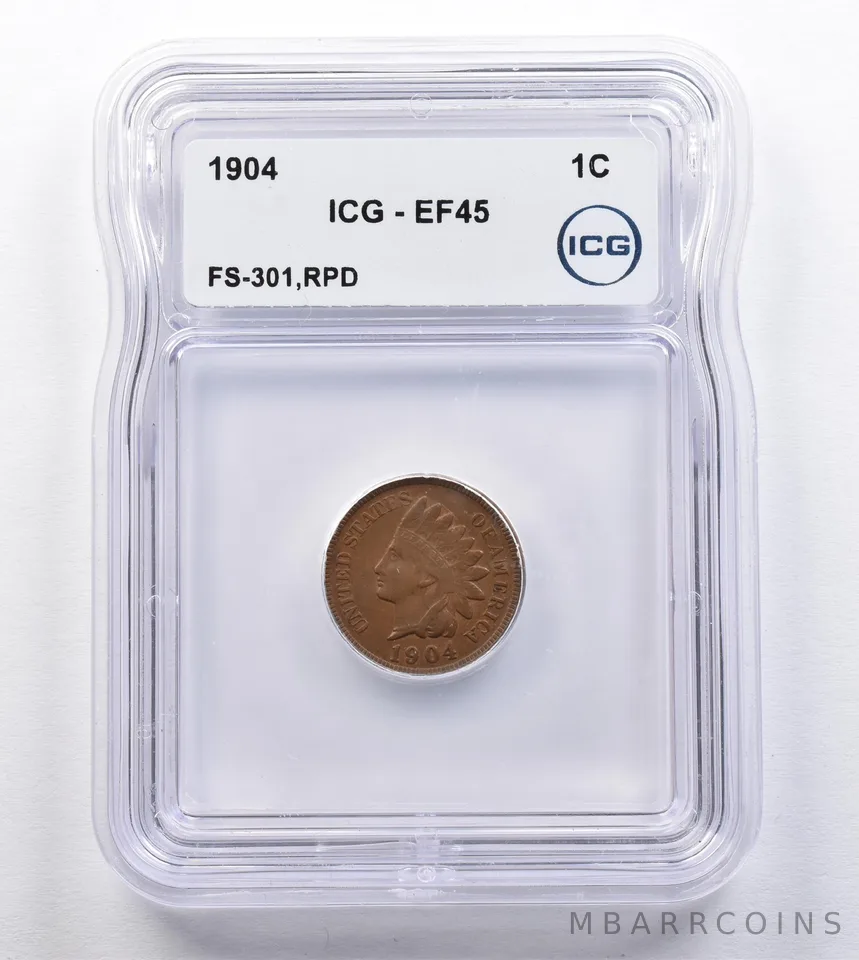 1904 Indian Head Cent FS-301 RPD EF45 ICG *2050