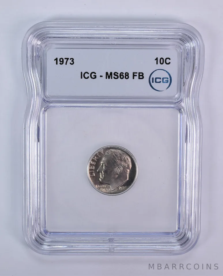 1973 Roosevelt Dime MS68 FB ICG