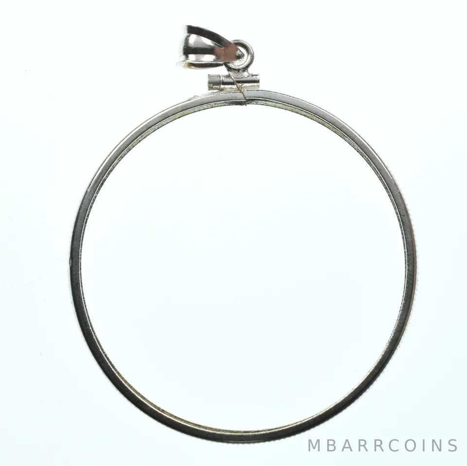 Sterling Silver 38 MM Morgan Silver Dollar Coin Bezel Pendant Frame Edge *2151