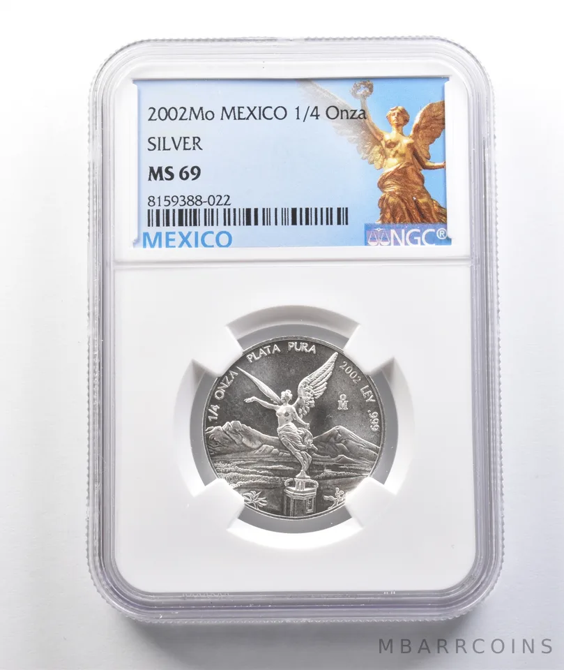 2002 Mo Mexico 1/4 Onza Silver Libertad MS69 NGC a5522