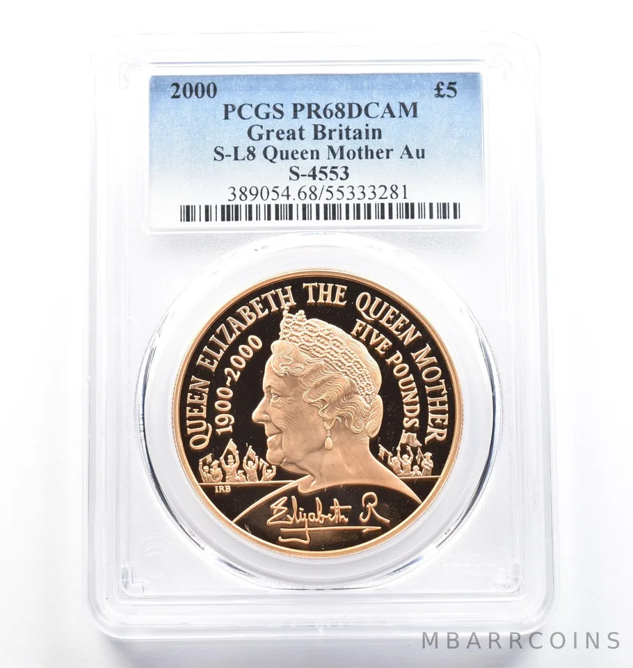 2000 Great Britain 5 Pound Gold Quintuple Sovereign Queen Mother PR68 PCGS *9832