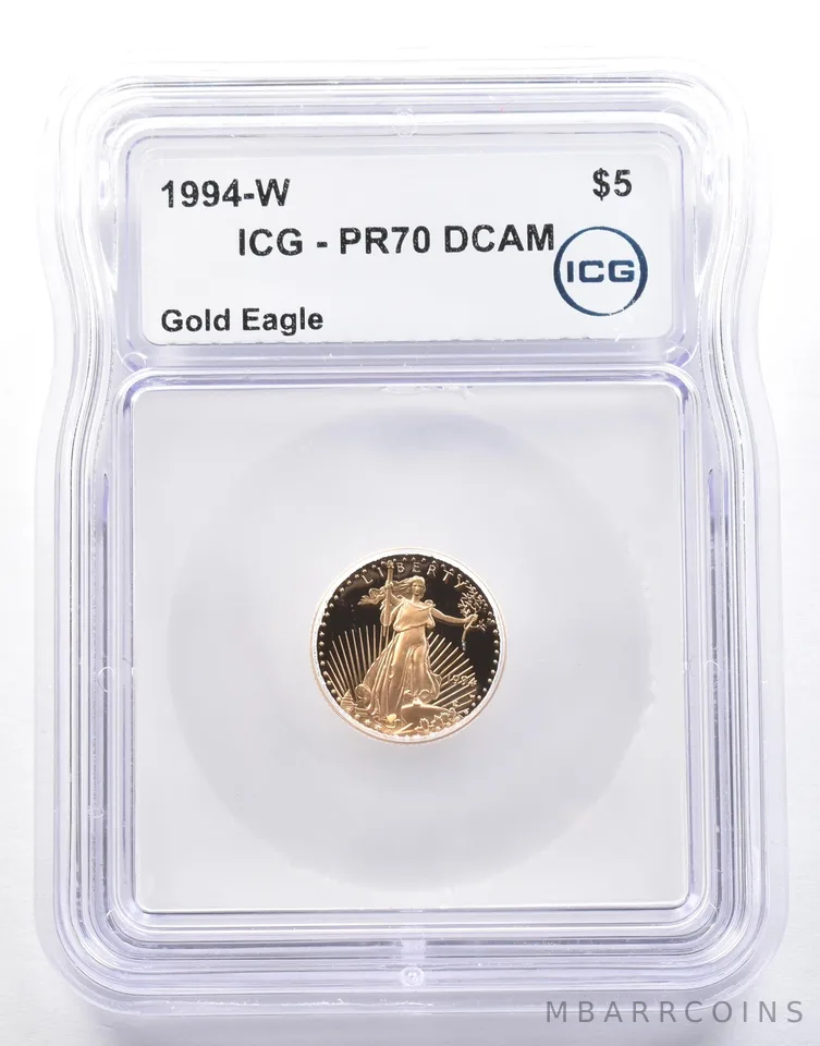 1994-W $5 American Gold Eagle 1/10 Oz Gold PR70 DCAM ICG