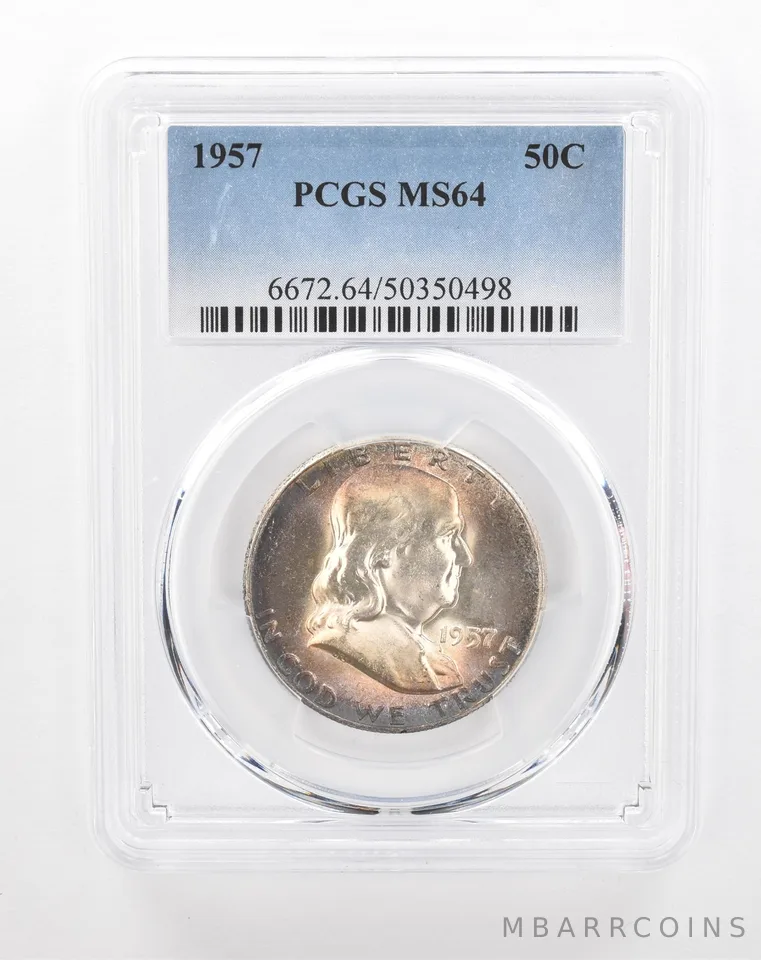 1957 Franklin Half Dollar MS64 PCGS Beautiful Tone *2883