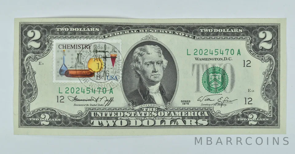$2 1976 FRN Note First Day of Issue Stamp - Chemistry Stamp