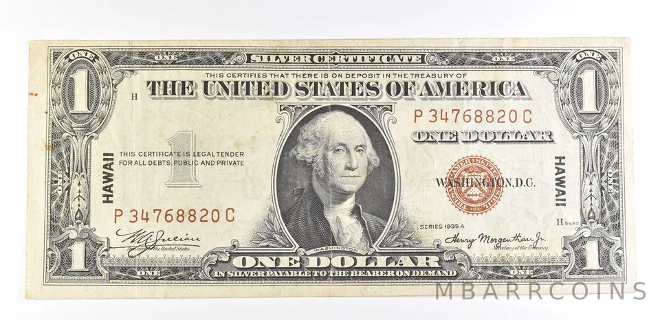 1935 A $1 Silver Certificate Hawaii Fr#2300 Nice AU Occupation WWII Note *9305