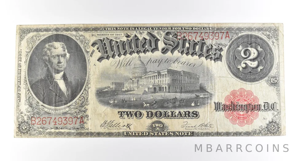 1917 $2 Legal Tender Large Note Red Seal *2663